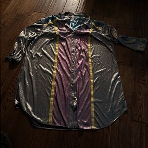 NIGHT MOODS Metallic Colorful Button-Up Shirt Size 22W